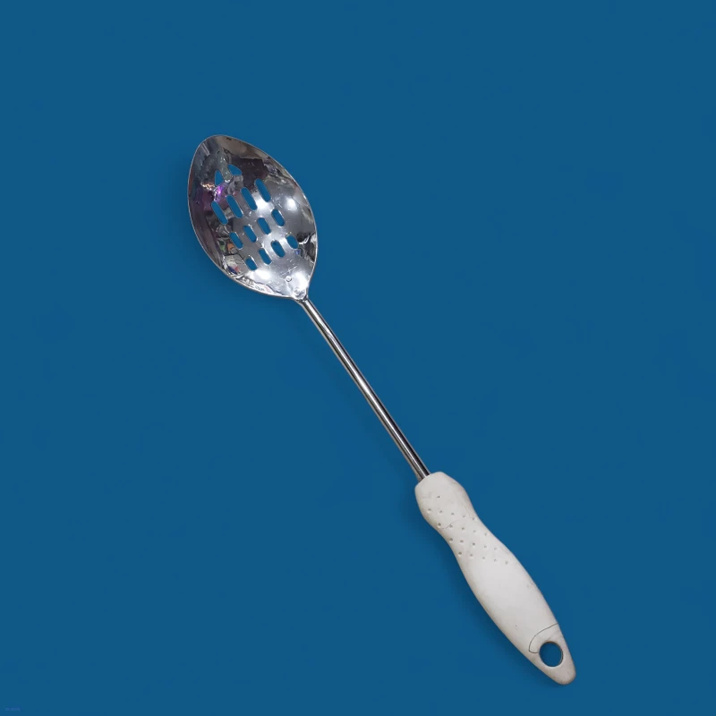 ملعقة طبخ وشن استيل بمقبض بلاستيك