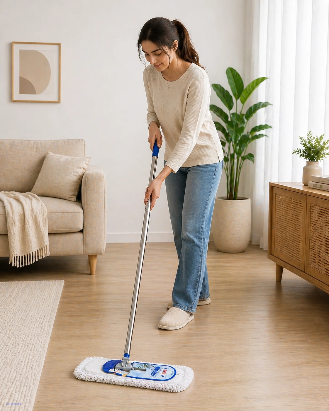 ممسحة أرضيات مايكروفايبر – رأس دوار (Flat Mop)