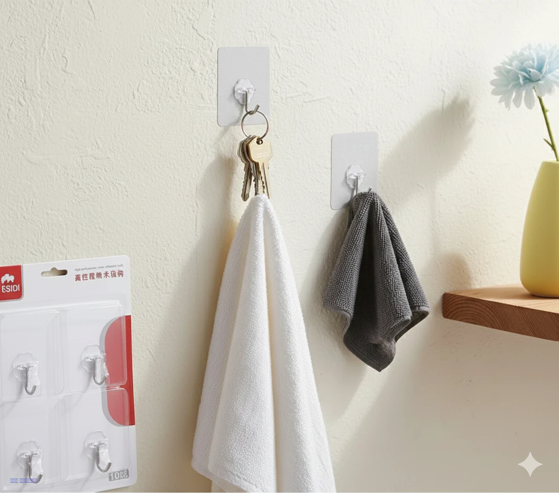 طقم لواصق جدارية شفافة – خطاف ستيل (4 حبات)