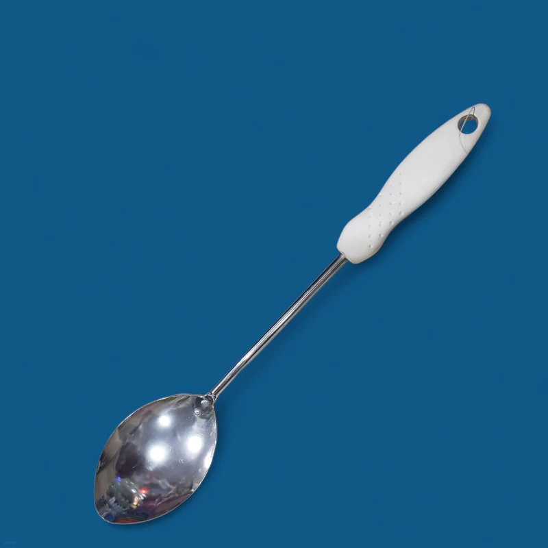 ملعقة طبخ استيل بمقبض بلاستيك