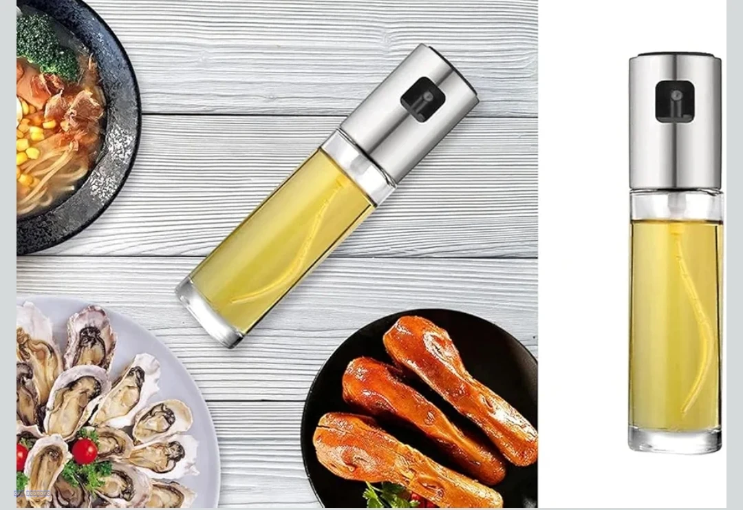 بخاخ زيت زجاجي برأس فضي لامع – 100 مل